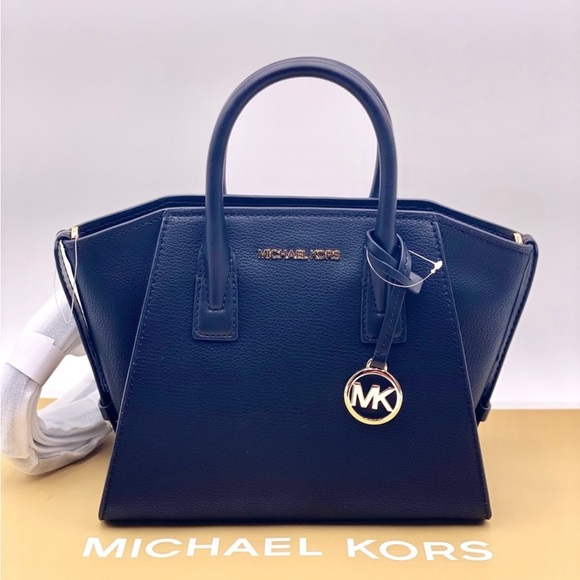 Michael Kors Avril Small Leather Top-Zip Satchel Crossbody Black - Picture 7 of 10